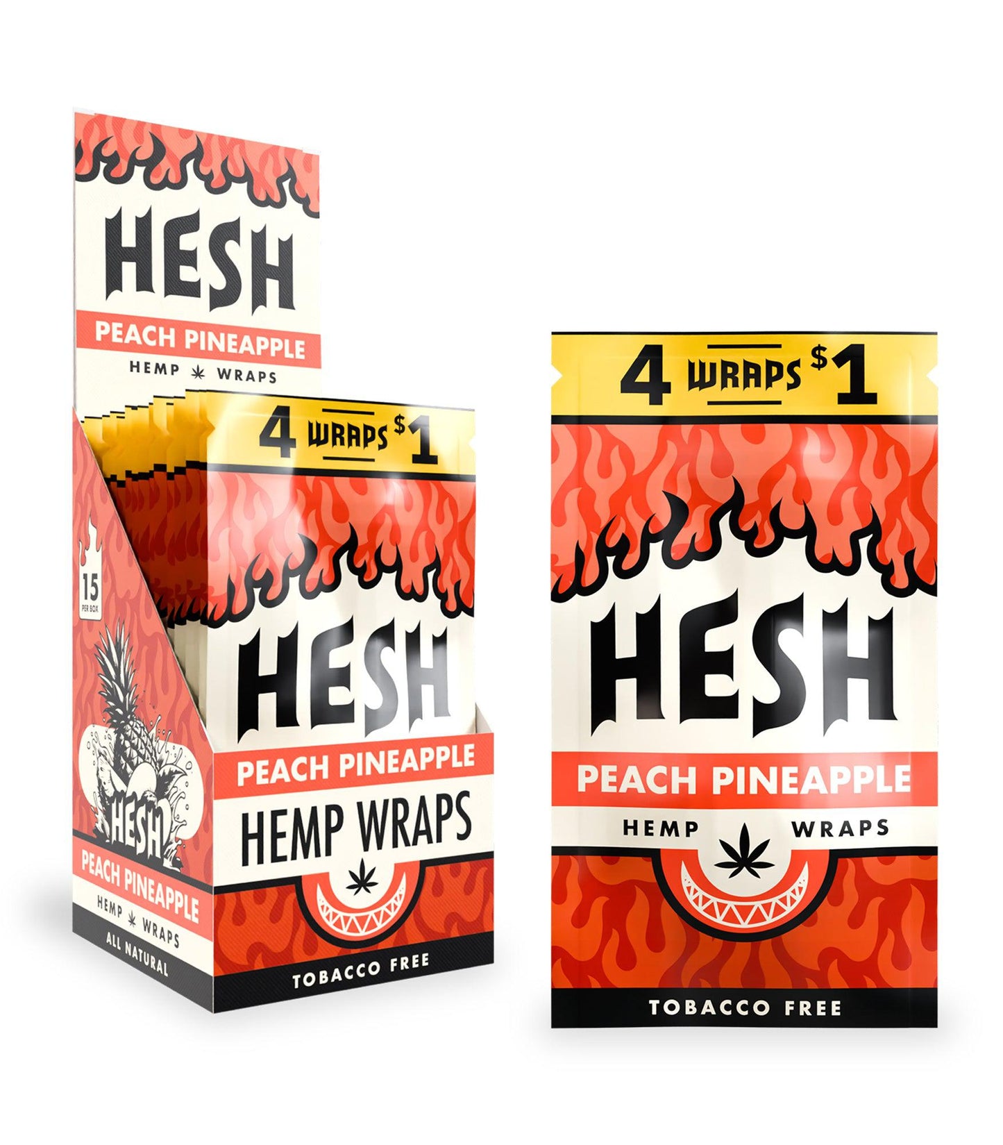 HESH Hemp Wraps – Peach Pineapple (4 Hemp Wraps) - Zativa Smoke Store