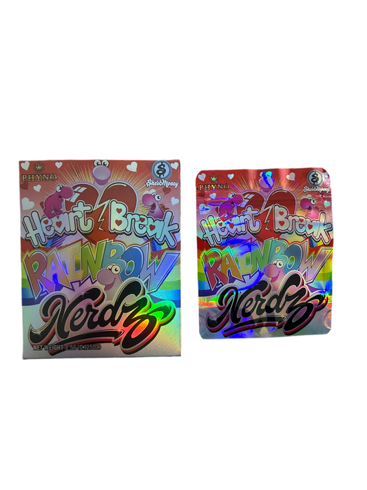Ziploc 3.5g + Caja (10 Unids)  Heart Break Rainbow Nerdz - Zativa Smoke Store